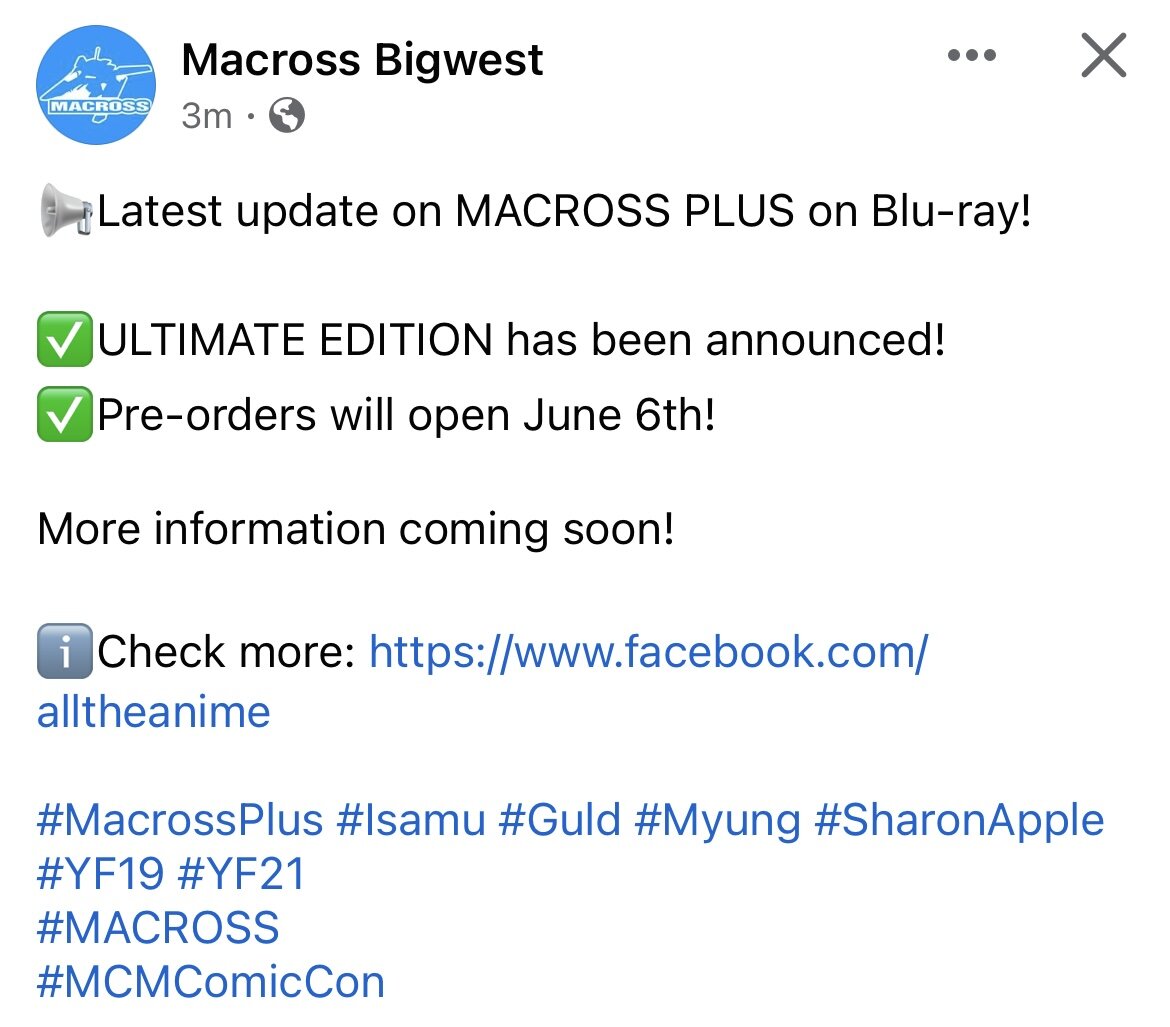 Macross Plus Ultimate Edition Blu-ray Release Thread - Movies and TV Series  - Macross World Forums